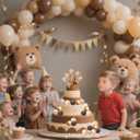 Bear Cake Toppers Bear Balls Cake Decorations with Stars Clouds Cake Toppers for Boy Girl Baby Shower Birthday Party Decorations (Dark Brown Bear Set)
