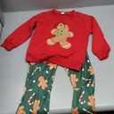 Toddler Baby Girl Christmas Outfit Gingerbread Candy Cane Sweatshirt Bell Bottom Pants Set (3-4T)