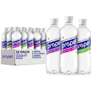 Propel, 3 Flavor Variety Pack, Zero Calorie Sports Drinking Water with Electrolytes and Vitamins C&E, 16.9 Fl Oz (Pack of 12) (EXP 08/05/26)
