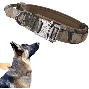 Tactical Dog Collar, Adjustable Military Training Nylon Dog Collar with Control Handle and Heavy Quick-Release Metal Buckle for Small Medium Large Dogs, Purple XL
