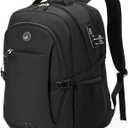 SHRRADOO Anti Theft Laptop Backpack Travel Backpacks with Combination Lock for Women Men High School College Backpack Computer Bag Fits 17 Inch Laptop,Grey (Black)