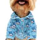 CuteBone Two-Leg Velvet Pet Pajamas Girl Dog Clothes - Soft, Cozy, and Stretchy Boy Pjs for Small, Medium Dogs and Cats Winter Sleepwear Apparel LTP11M (M, Sharks)