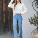 GRAPENT Bootcut Jeans for Women High Waist Stretchy Fleece Lined Pants Flare Jeans Denim Thermal Pants Winter Clothes (Brown, L)