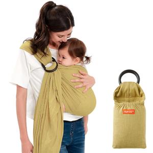 Mamaway Baby Ring Sling Carrier - Newborn and Toddler Sling (Supports up to 154lbs), IHDI Certified, Rayon & Linen Made, Soft & Breathable, Nylon 66 Safety Rings, Storage Pocket Design, Olive