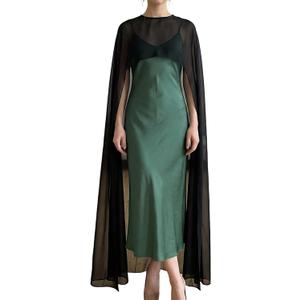 Mesh Sheer Crewneck Shawls and Wraps for Women Evening Dresses Chiffon Long Capes Wedding Cover Up One Size