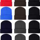 Zhanmai 12 Pack Winter Beanie Hats for Men Women Beanie Bulk, Warm Knitted Cuffed Cozy Skull Cap(Mixed Color 2)