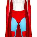 HLENOK Mexican Wrestler Costume Adult Men Cape with Mask Crazy Priest Red Long Cloak Halloween Party Cosplay Outfits (Large)