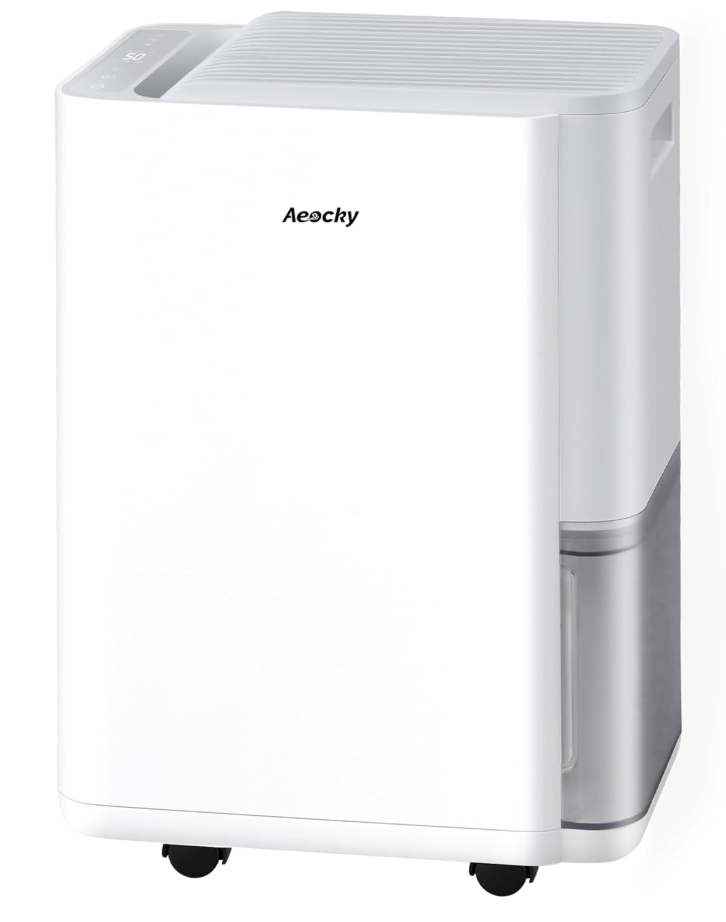 AEOCKY 2500 Sq.Ft Compressor Dehumidifier, Max 50 Pint/D Dehumidifier with Drain Hose for Basement, Home, Bathroom, Bedroom, Intelligent Humidistat, Quiet, 0.5 Gallon Water Tank Capacity