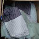 Andency Quinn Comforter Set Sage Green - 7 Pieces Green Striped Bed in a Bag, Soft All Season Patchwork Bedding Set with Comforter, Fitted & Flat Sheet, Pillowcases & Shams