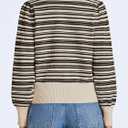 Saodimallsu Womens Striped Cropped Sweaters V Neck Cute Bow Tie Puff Sleeve Loose Knit Trendy Pullover Sweater (Small, Apricot)