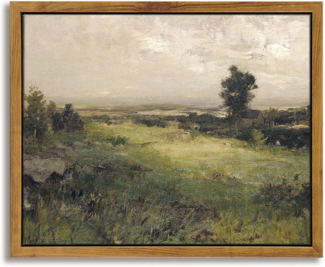 InSimSea Framed Canvas Wall Art Vintage Decor, The Vast Grassland Wall Art Room Decor, Classical Scenery Oil Painting Wall Artwork, Home Wall Decoration for Bedroom Living Room Bathroom, 8"x10" (Housatonic Valley)