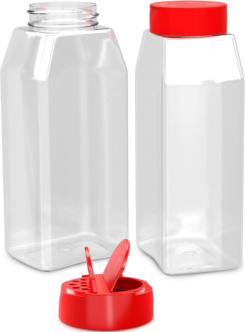 2Pcs Large Seasoning Containers with Wide Mouth for Easy Filling 32 Oz Spice Containers with Dual Shake Lids for Spices & Herbs, Transparent Seasoning Shaker, Spice Shaker Valentines Day Kitchen Gift