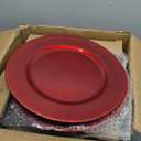 24 Pcs Red Charger Plates Bulk, 13" Round Beaded Plate Chargers for Dinner Plates, Decorative Dinner Chargers Plastic Table Chargers for Wedding Holiday Party Baby Shower Event Decoration (Red)
