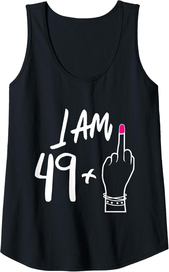 Womens Women Bday I Am 49 Plus 1 Middle Finger For 50th Birthday Tank Top, Medium