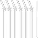 Honeydak 6 Pcs Reusable Glass Straws with 1 Cleaning Brushes, Glass Straws Shatter Resistant Drinking Straw Beach Ocean Themed Party Favors Bridal Engagement Drinkware Decor(Starfish,White)