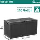 YITAHOME 100 Gallon Large Resin Deck Box Outdoor Storage Boxes for Patio Furniture, Outdoor Cushions, Garden Tools and Pool Supplies-Waterproof, Lockable (Black)