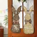 2 Pcs Large Easter Bunny Hanging Sign 27.56 x 11.81 Inches Bunny Wooden Front Door Decorations Rabbit Hanging Hanger Easter Rabbit Porch Sign for Home Indoor Outdoor Wall Spring Decoration(Vintage)
