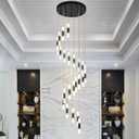 24-Light Modern Kitchen Island Dimmable LED Modern Black Gold Ceiling Pendant Light Living Room Bedroom Foyer LED 144W Stairs Large Chandelier, 24-Light 1-Pack