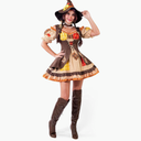 Spooktacular Creations Women Brown Scarecrow Dress with Hat, Collar Costume Set for Adult Halloween Dress Up Party Cosplay, S (Shoes are Not Included)
