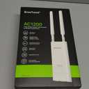 BrosTrend AC1200 Outdoor WiFi Extender Long Range, Dual Band 5GHz + 2.4GHz, IP65 Weatherproof Gigabit Signal Booster, PoE Powered, with Passive PoE Injector, 2x 5dBi Antennas, Works for Yard, Farm, RV