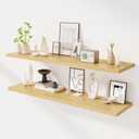 Dreamland 55" Floating Shelves for Wall, 12" Deep Slim Oak Floating Shelves, Wall-Mounted Shelves for Bedroom, Living Room, Kitchen, Bathroom - Set of 2