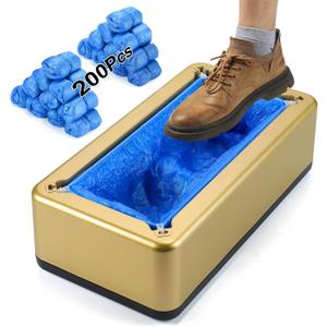 Shoe Cover Machine with 200pcs Shoe Covers Disposable, User-Friendly and Reliable Shoe Cover Dispenser, Fits Size Up to 11 US Men, Widely Applicable in Indoor, Hospital(Gold)