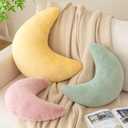Moon Pillow, Decorative Throw Pillows with Soft Faux Rabbit for Bed Couch, Moon Shaped Pillows Plush Floor Cushions Room Decor Pillow for Sofa Bedroom Living Room