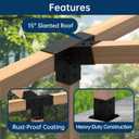 Pergola Bracket Kit 4x4, Including 1 Wall Base, 1 105 4-Way and 1 Bases, 1 Set of Wall Mounted 15 Pitched Roof Mounting Kit for Extension, for Shading Facilities Attached to Walls or Eaves