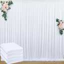 20 ft x 10 ft Wrinkle Free White Backdrop Curtain for Wedding Parties, Polyester Photo Backdrop Drapes for Baby Shower Birthday Party Backdrop Stand, Bulk Thick Background Curtains 5x10FT 4 Panels