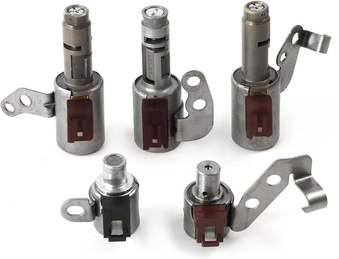U140E U241E U240E 5pcs Transmission Solenoids Fit for Camry Highlander RAV4 2.4L 3.0L 2002 2003, Replace OE 35220-21020, 35210-21010