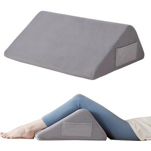 Ruqmuis Knee Pillow for Back Sleeping, 8 Knee Wedge Pillow to Elevate Knee, Leg Pillow for Back Pain Relief, Triangle Pillow, Leg Elevation Pillows for After Surgery, Blood Circulation, Velvet, 23.6*18.9+7.9