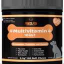 Paws&Fun  Dogs Supplement Multivitamin + Glucosamine for Hip & Joint + Probiotics for Digestion + Omega 3 Salmond Oil for Skin and Coat; 10 in 1 Chews (Peanut Butter 120ct)