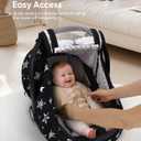 Car Seat Cover Baby Boy, Infant Car Seat Canopy Outdoor, 2 Layers with Mesh and Sun Shade Window for Summer Winter, Easy Access Carseat Covers Snug Fit Baby Stroller - Black Star