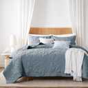 WDCOZY Coastal Beach Queen Size Quilt Bedding Sets, Blue Nautical Tropical Ocean Bedspread, Scallop Seashell Soft Coverlet, Lightweight Summer Thin Comforter for All Season