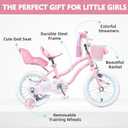 Glerc Petal Girls Bike, 14 Inch Kids Bike for Ages 2-9 Years Old Children, Princess Style Kids Bicycle with Training Wheels & Basket & Streamers, Multiple Colors, 14 Inch