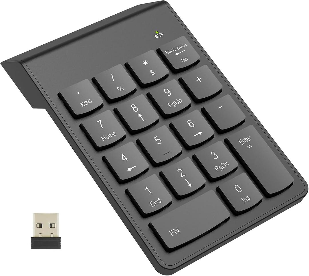 Wireless Number Pad, Numeric Keypad, Numpad Keyboard 10 Key USB Keypad for Laptops, Office Accounting Essentials Desktop Computer Accessories Compatible Chromebook Notebook EliteBook MateBook etc.