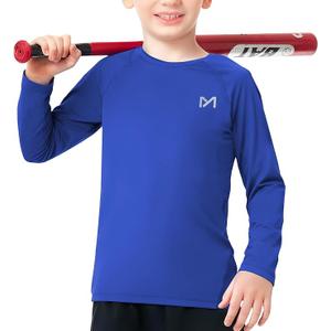 MEETYOO Boys Compression Shirt Long Sleeve Athletic Undershirt for Youth Kids Quick Dry Football Base Layer L