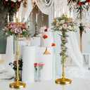 mopam 2Pcs Gold Floor Candelabra, 5 Arms Antique Candlestick Holder