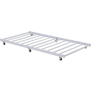VECELO Twin Trundle Bed Frame Only/Roll Out/Enhanced & Up-Graded Metal Slats Support with Lockable Casters, Bright White
