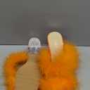 Women's Square Toe Fuzzy Heels High Clear Heel Mules Sandals Two Fluffy Feather Bands Slippers Party Prom Dresses Shoes (7.5, Orange)