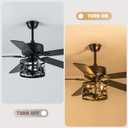 52" Farmhouse Ceiling Fan with Light and Remote, Rustic Caged Fandelier