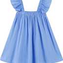 Baby Girls Cotton Sleeveless Swiss Dot Dress Toddler Ruffle Sleeve Tutu Dresses Kids Party Sundress (Blue)