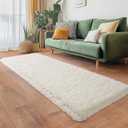 Soft Runner Rugs for Bedroom Hallways, 2x6 Area Rugs for Living Room, Modern Shaggy Carpets Fuzzy Rug for Boys Girls Dorm Nursery Home Decor Aesthetic, Upgrade Non-Slip Durable, Cream White