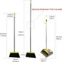 TreeLen Broom and Dustpan Set, TreeLen Broom with Dust Pan with Long Handle Combo Set for Office and Home Standing Upright Sweep Use with Lobby