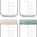 POIKSHARK 4-Pack Overnight Oats Containers with Lids,16 OZ Wide Mouth Glass Jars with Airtight Lids, Mason Jars Glass Food Containers for Snack Spice Sugar Food Prep Yogurt