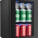 EUHOMY 18L Beverage Refrigerator Cooler, 24 Cans Mini Fridge with Quiet Compressor, Countertop Small Fridge with 40F-61F Digital Temperature Control, LED Lgiht for Home, Bar, Office (Black)