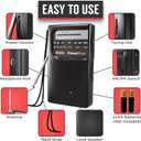 PowerBear Portable Radio | AM/FM, 2AA Battery Operated with Long Range Reception for Indoor, Outdoor & Emergency Use | Radio with Speaker & Headphone Jack (Black)