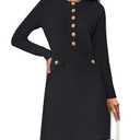 NENONA Women's 2025 Fall Sweater Dress Winter Long Sleeve Fashion Button Elegant Business Work Formal Wedding Guest Cocktail Dresses,Black,L