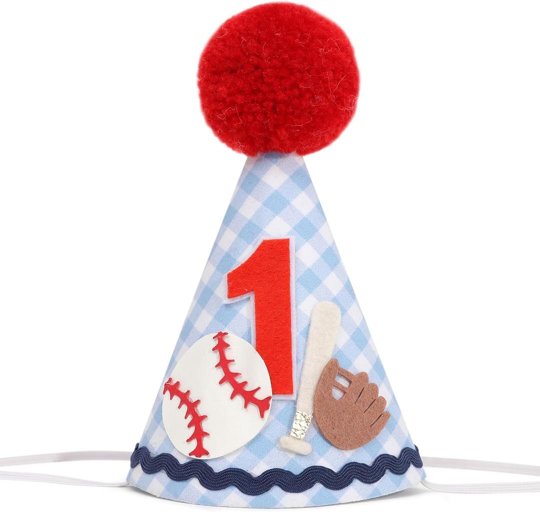 Baseball 1st Birthday Hat for Boys - Rookie Of The Year Birthday Party Hat, Base ball 1st Bday Decorations, Baseball First Bday Crown