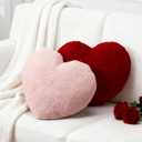 Kathfly 2 Pcs Valentine's Day Heart Pillows 17 Inch Red and Pink Heart Shaped Gifts Large Hooked Wool Throw Pillow for Couples Wedding Couch Bed Sofa Home Living Bedroom Indoor